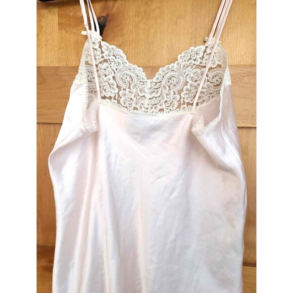 Vintage Y2K Coquette Girly Soft Girl Era Dainty Pink Satin Tank Top Lace MEDIUM - Picture 4 of 6